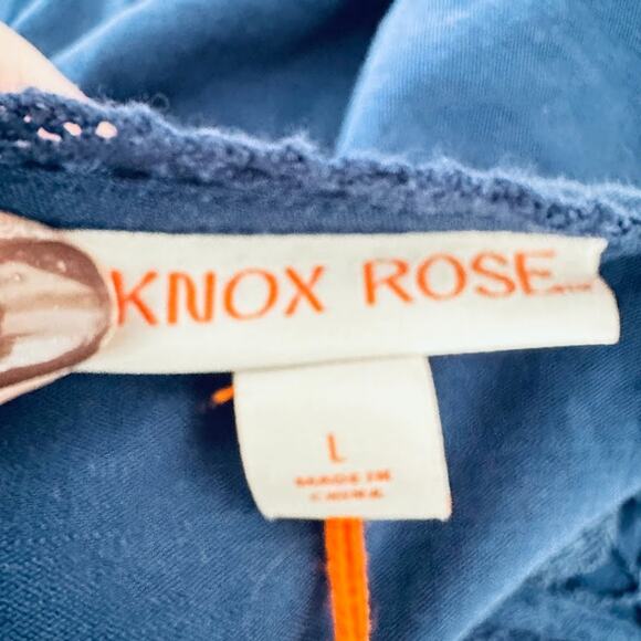 Knox Rose Blue Tassel Belted Shift Dress Size Large Sleeveless Lace Boho Pockets - Picture 8 of 10